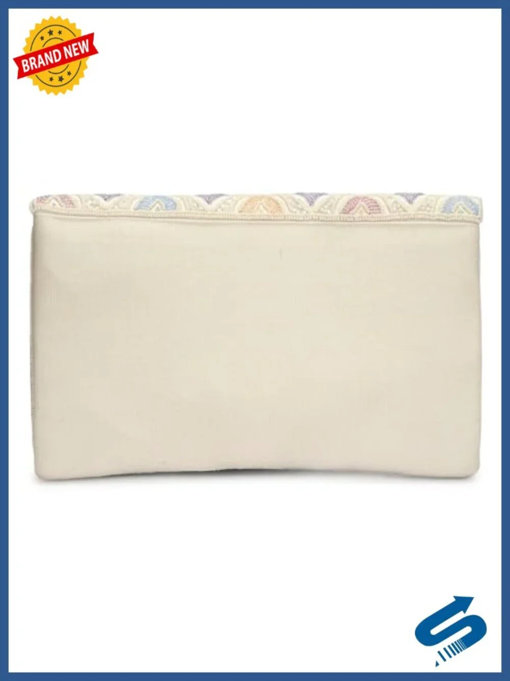 Beaded Evening Clutch with Detachable Chain Strap - Geometric Pattern Handbag